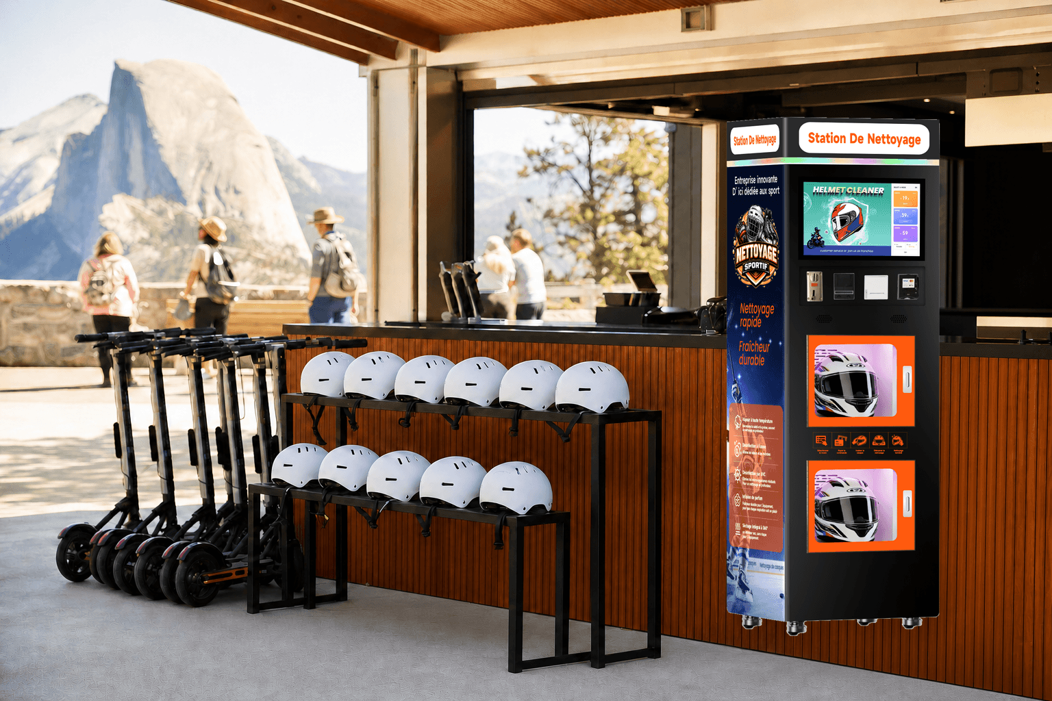 Tourist Attractions helmet cleaning machine application